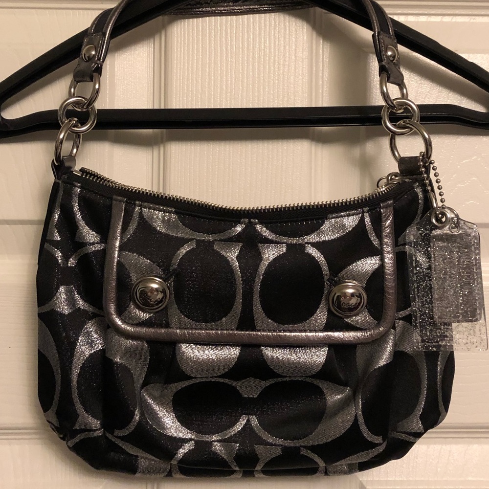 Coach Black and Silver Purse, Like New